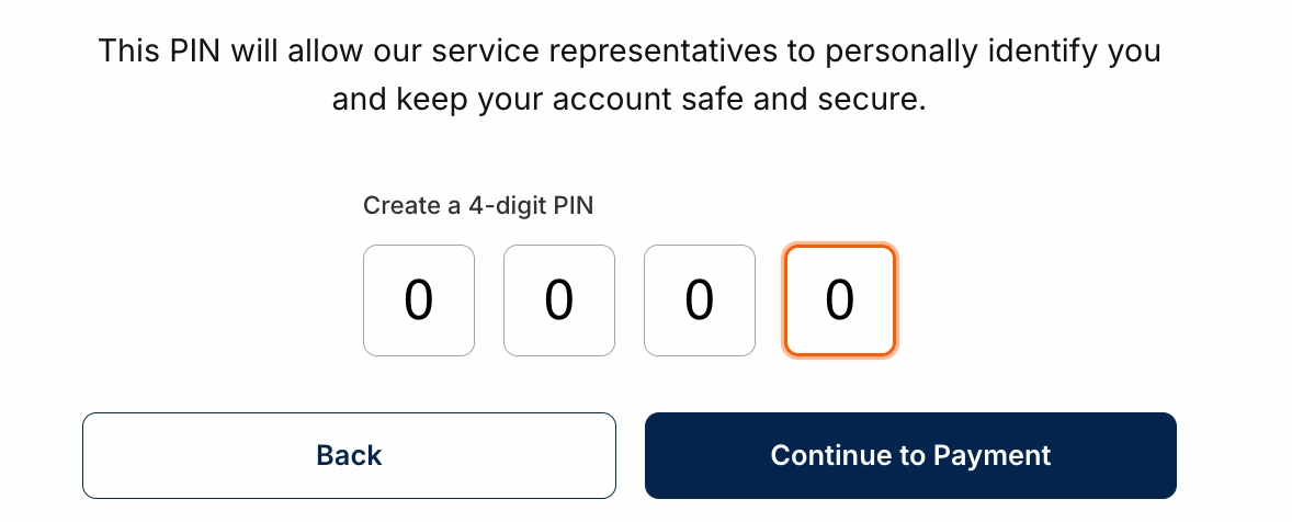 4 digit PIN Race Communications